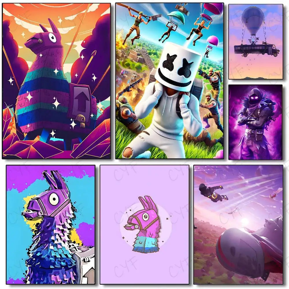 Hot Game F-Fortnites-Wallpaper Cool Poster Art painting poster with prints Home bedroom living room decoration gift