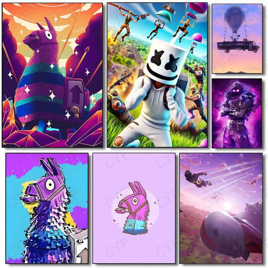 Hot Game F-Fortnites-Wallpaper Cool Poster Art painting poster with prints Home bedroom living room decoration gift