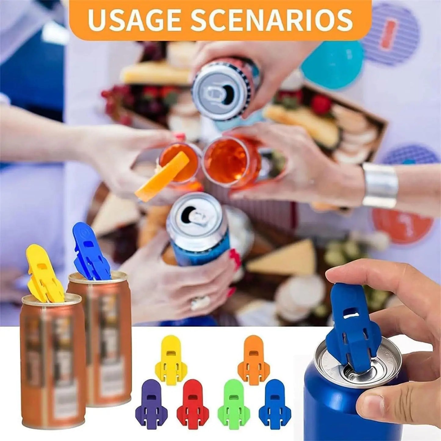 6pcs Opener Manual Soda Beer Can Openers Plastic Beverage Can Cover Protector Colorful Can Tab Cover Can Opener Tool