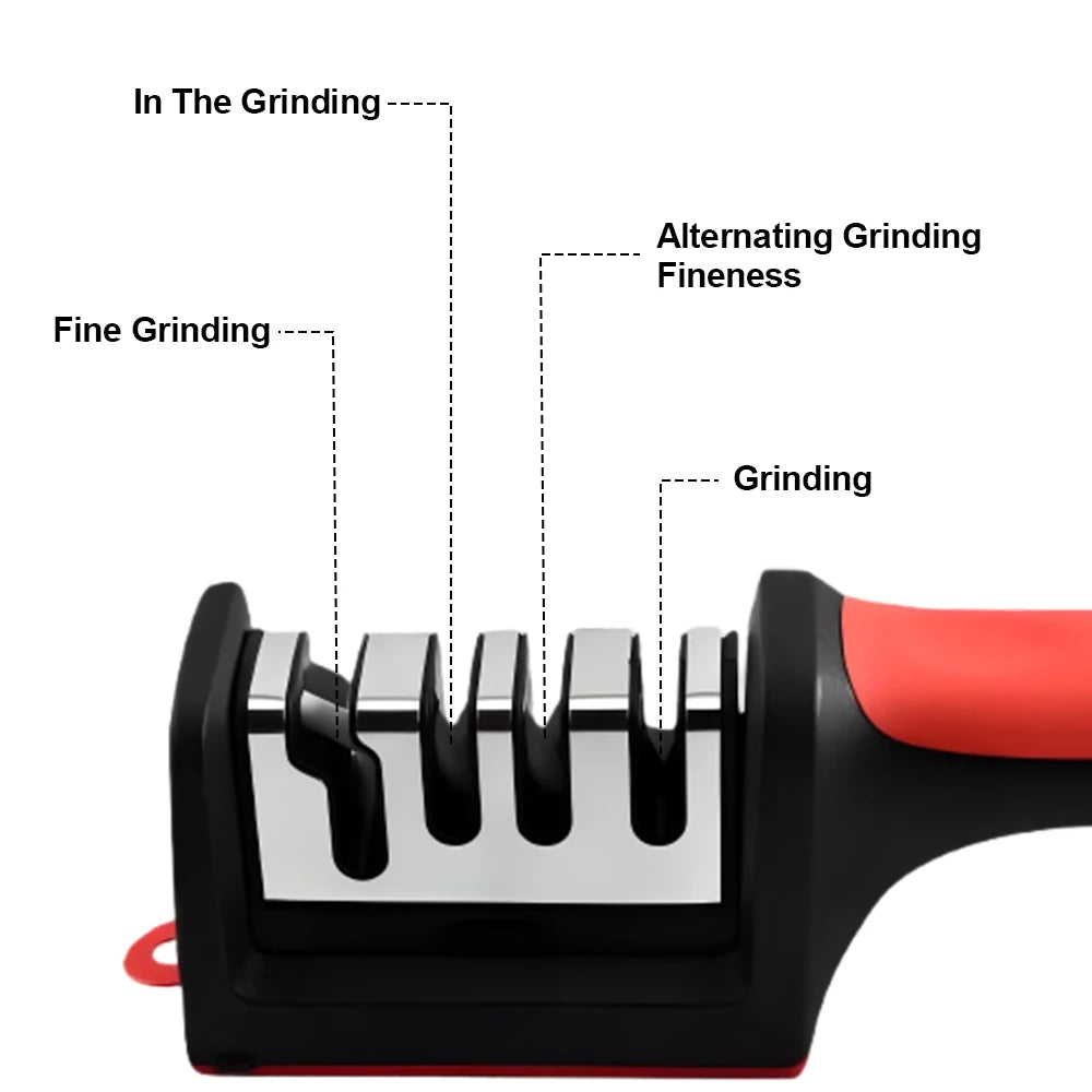 Knife Sharpeners for Kitchen Knives & Scissors, Ergonomic and Easy to Use Knife Sharpening Kit with 3/4 Stage Sharpening Slots