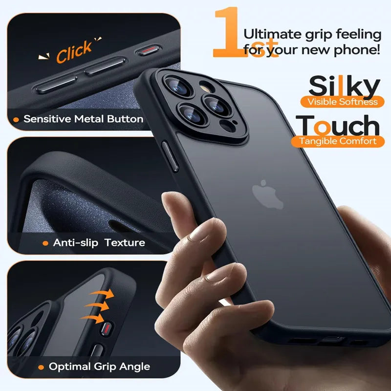 Matte Phone Case For iPhone 15 14 13 12 11 16 Pro Max Mini Luxury Soft Silicone Shockproof Case For iPhone 16 15 Plus XR XS MAX