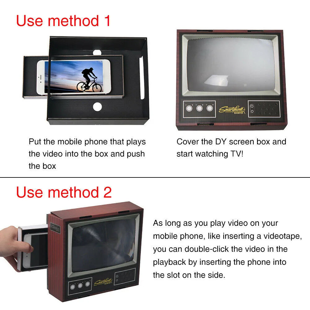 Mobile Phone Video Screen Magnifier Retro Small TV Magnifying Tools DIY Fold Magnifiers Desktop Universal Phone Film Amplifier