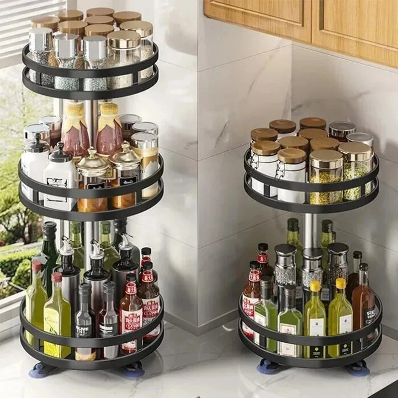 Rotatable Kitchen Storage Rack kitchen Accessories Spice Storage Rack Clean Storage 360 Degrees Rotatable Organizer Turntable