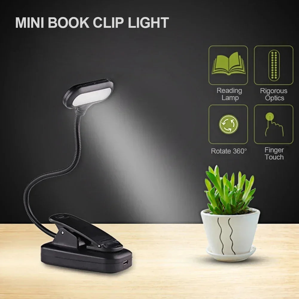LED Book Light Reading Light White Daylight Portable Flexible Easy Clip Night Reading Lamp Bedroom Reading
