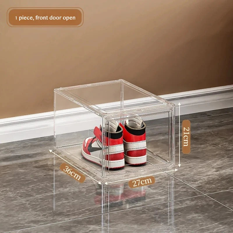 Thickened Transparent Storage Box Acrylic Shoe Box with Magnetic Flip Cover Dustproof Storage Box Multi-Layer Stackable Shoe Box