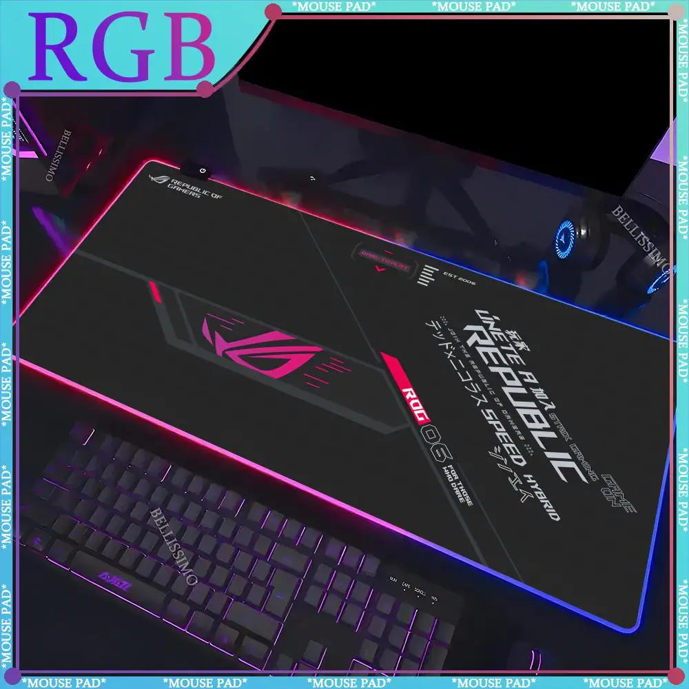 RGB A_Asus Rog mouse cute keyboard pad large table mat LED game electric standard pad anime luminous game computer cabinet pad