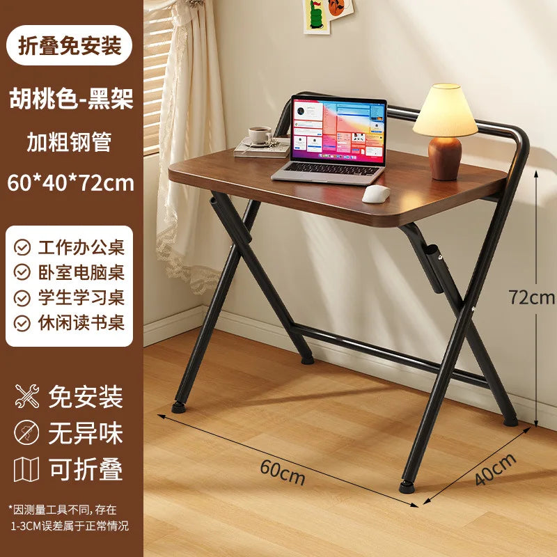 Foldable Computer Study Desk, Student Home Writing Desk, Small Apartment Simple Office Table,  Double-Layer  Functional Desk