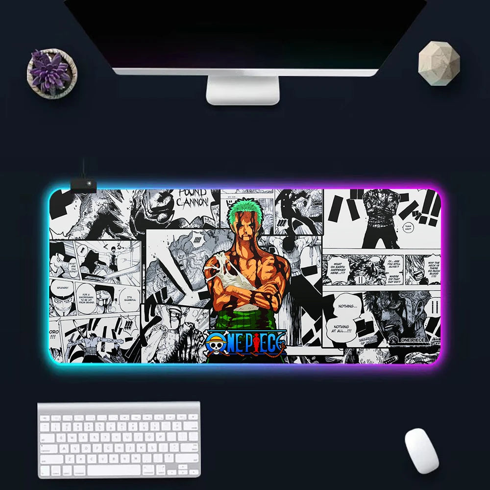 O-One-pieces RGB Pc Gamer Keyboard Mouse Pad Mousepad LED Glowing Mouse Mats Rubber Gaming Computer Mausepad