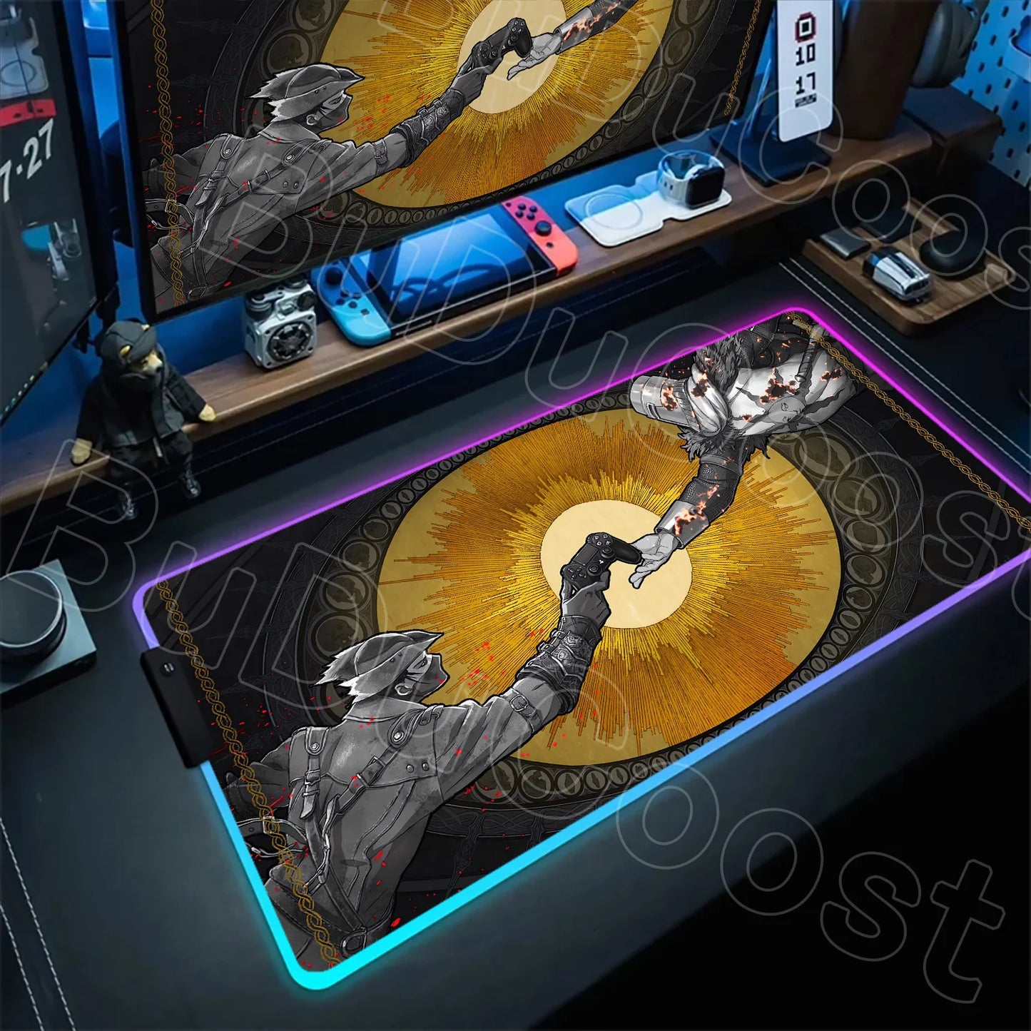 B-Bloodborne Large Gaming RGB Mouse Pad Office Laptop Accessories Non-Slip Rubber Mousepad Anime Cartoon New HD Desk Mats Carpet