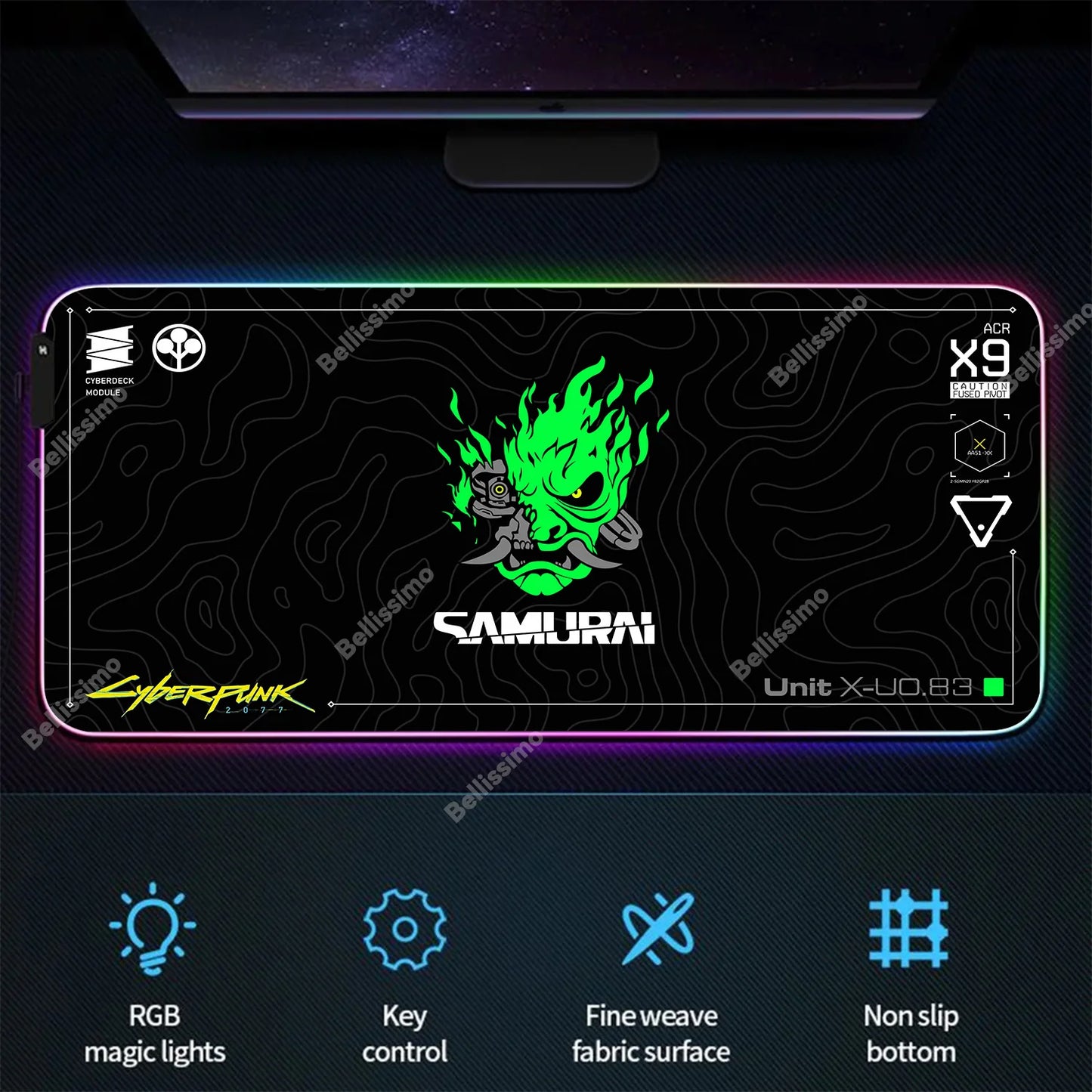 RGB Gaming Cyberpunks Mouse Pad XXL Computer Gamer Large Led Mousepad Ghost Head Desktop Decoration WOW Deskmat Wit Backlit