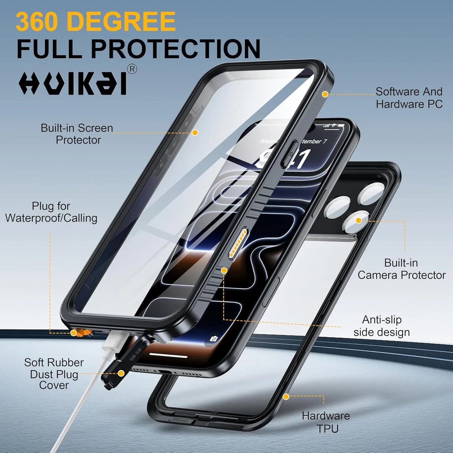 Waterproof Case for iPhone 17 Pro Max 16 Plus 15 Pro Max 15 14 13 14 Pro Max IP68 Dustproof Protector Full Body Protective Case