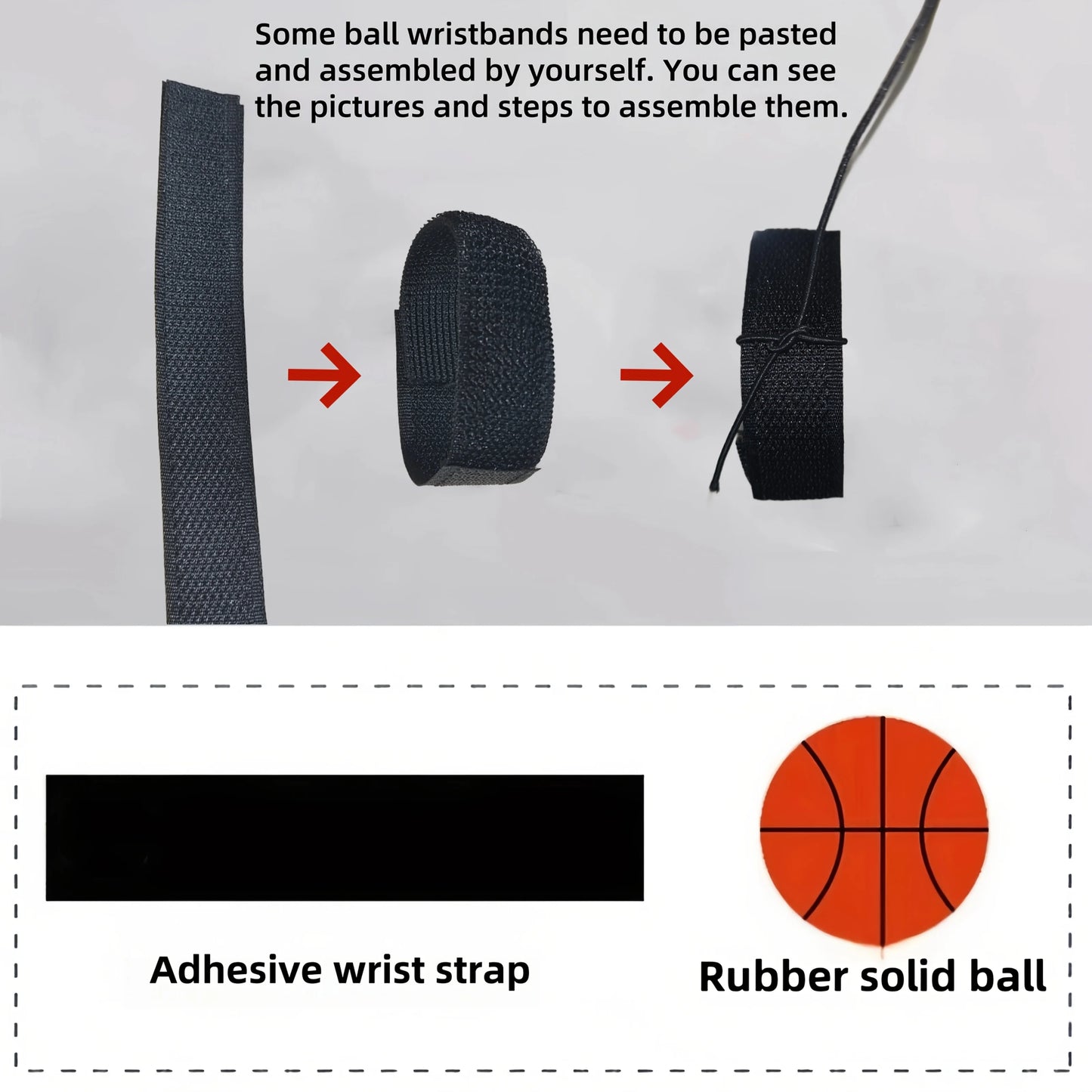Basketball Wrist Bouncing Ball, High Elasticity Hand Throw Training Ball, Wristband Kit, Outdoor Activity Props