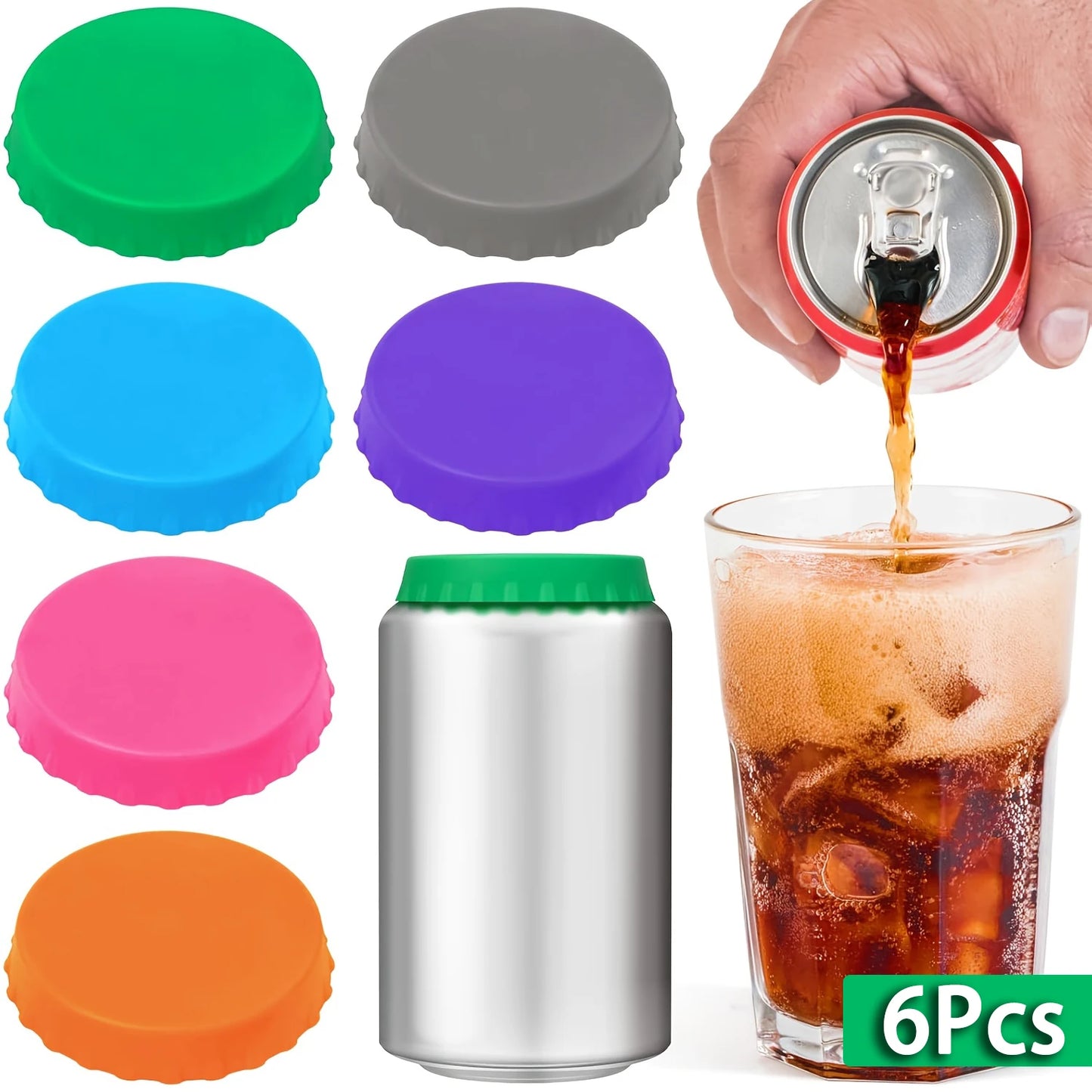 6Pcs Silicone Soda Can Cover Lids Reusable Silicone Soda Can Lids Beer Can Covers Pop Can Covers Spill Proof Silicone Can Covers