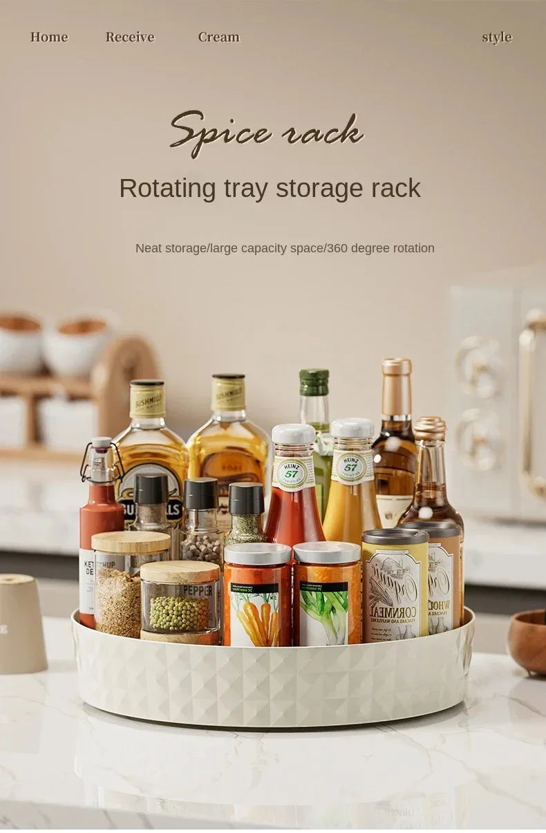 Rotating Spice Rack Organizer For Kitchen Cosmetics Storage Convenient and Space-Saving Solution for Apartments & College Dorms