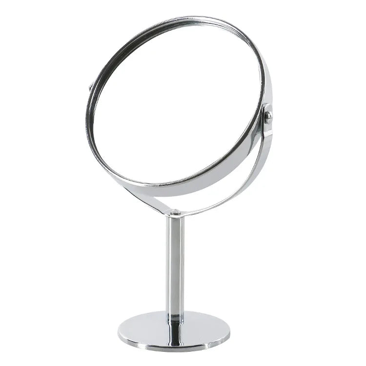 Household Makeup Mirror Circular Portable Double-sided Metal Frame 1:2 Enlarged Desktop 360 Degree Rotating Mirror