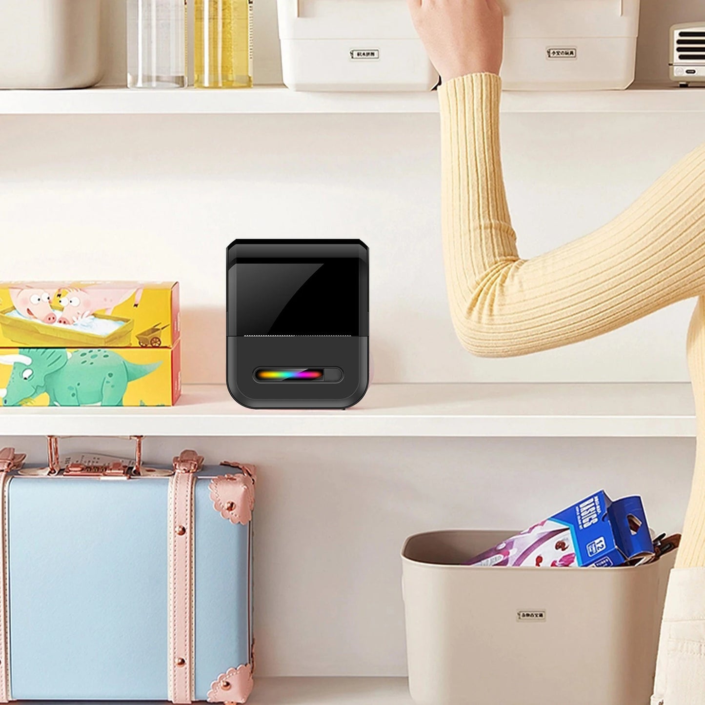 Mini portable thermal label printing machine - suitable for small businesses, offices, and homes, mobile wireless label barcode
