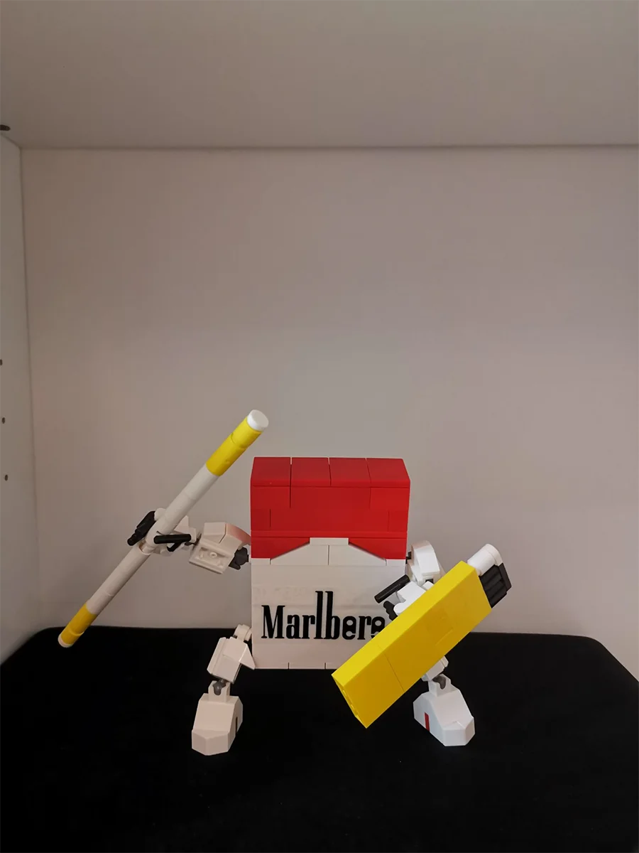 Cigarette Mecha Robot Building Blocks Set - Creative DIY Toy for Kids with Red, Yellow, Green Pieces & Gift Box